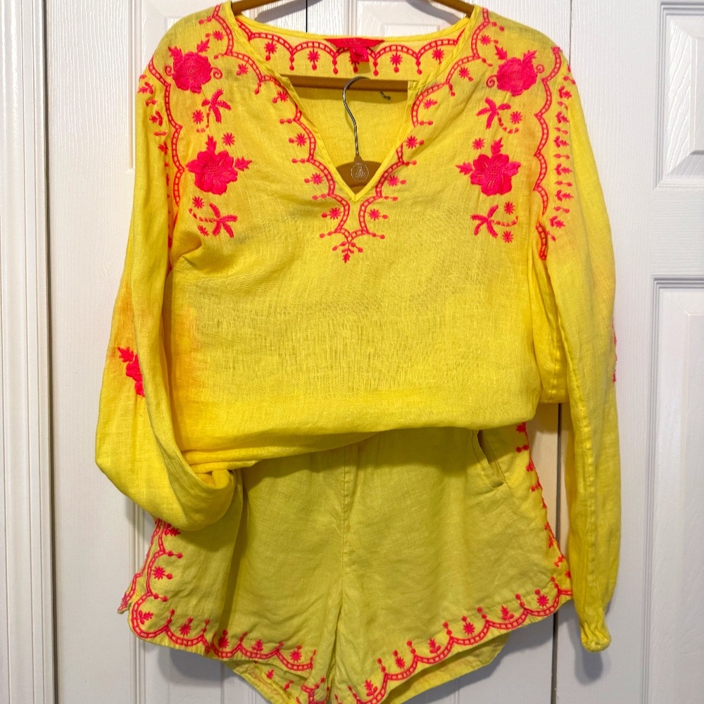 Lilly Pulitzer Coby Linen Tunic and Shorts SET  L